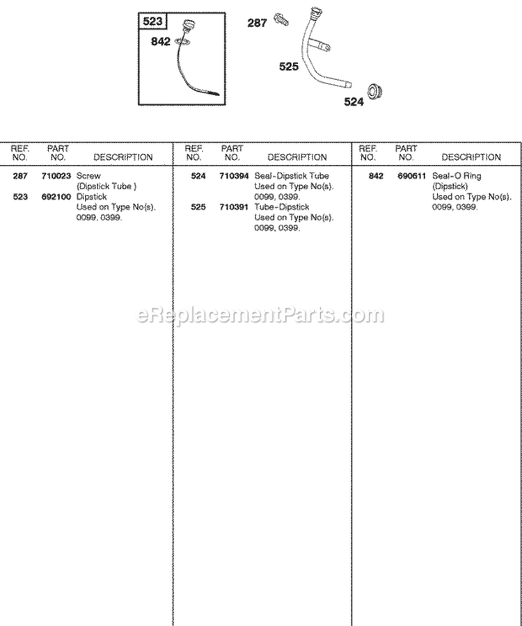 Lubrication Diagram and Parts List for 185432-0571-E1  Briggs and Stratton Engine